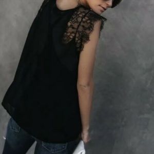 Tops - Beautiful black lace chiffon top Tops - Beautiful black lace chiffon top